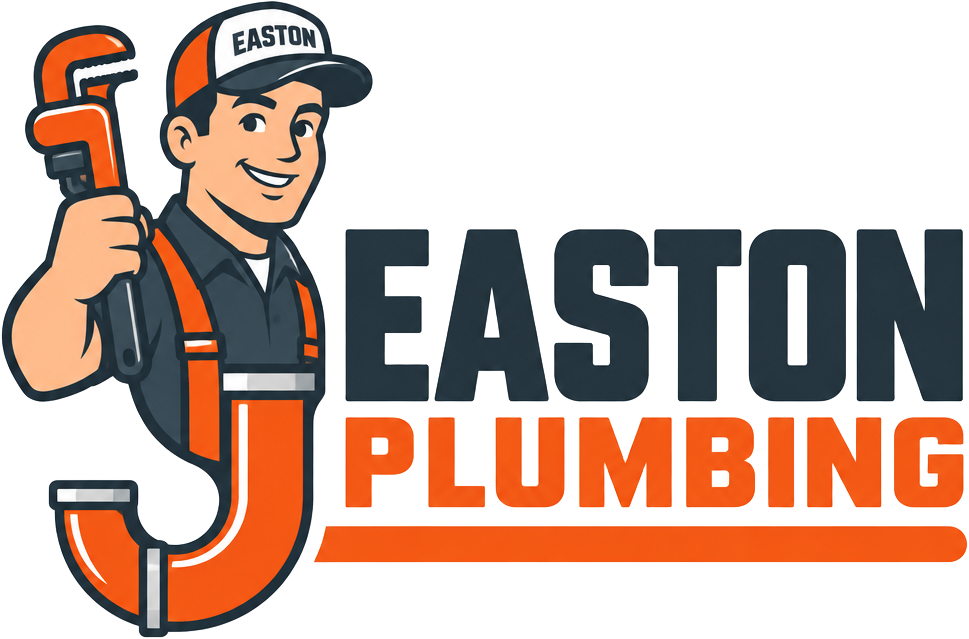 Approved Easton Plumbing logo with the plumber and orange J-pipe